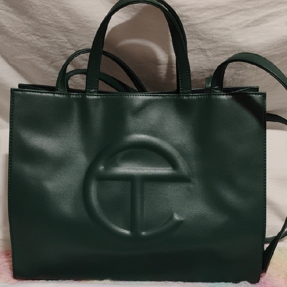 SALE! NWOT Telfar Green Tote Bag W Embossed Logo & Dust Bag Never Used No Tags - Picture 2 of 12